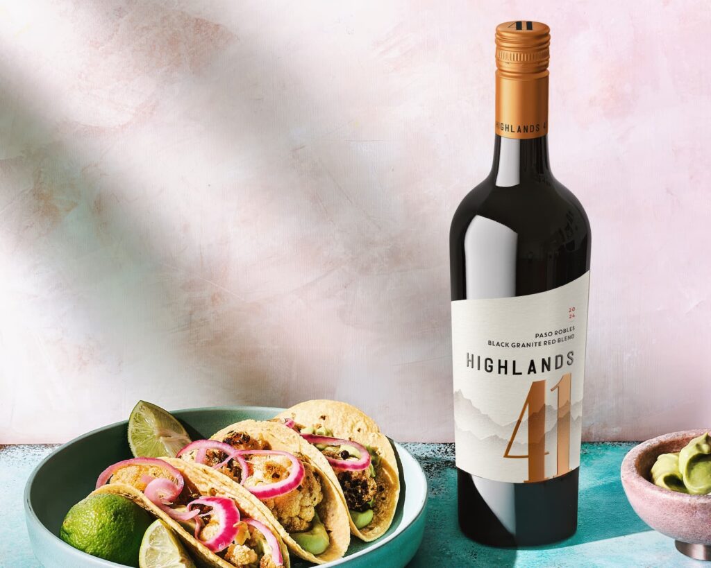 Highlands 41 Black Granite Red Blend pairs with grilled meat skewers, fresh herbs, lemon and a creamy dipping sauce.
